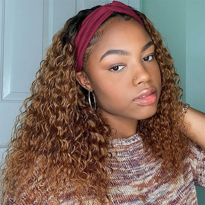 T1B/30 Deep Wave Ombre Headband Wig Human Hair