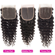 Brazilian Deep Wave 4 Bundles with 4*4 Lace Closure Virgin Human Hair