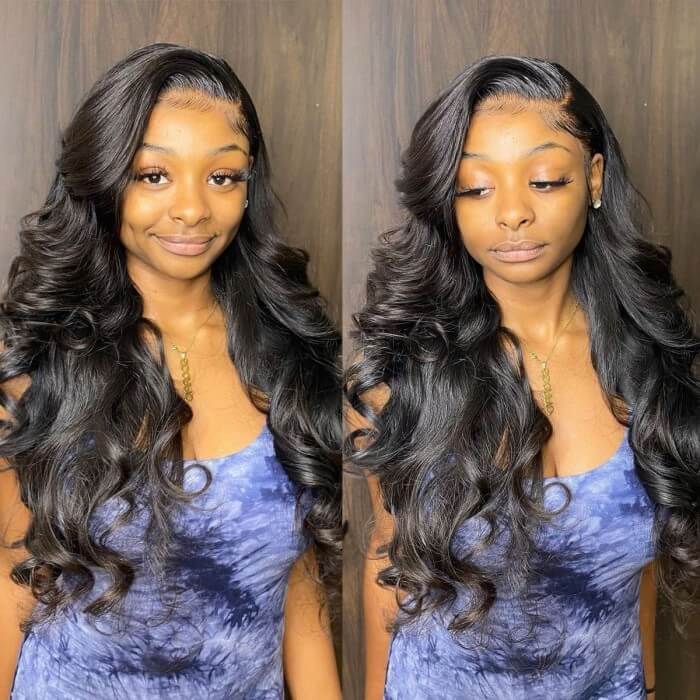 Body Wave 13*4 HD Transparent Lace Front Wigs 100% Human Hair Pre Plucked