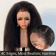 4C Edges Kinky Straight Wigs 8x5 Glueless Wig 360 Transparent Lace Wigs With Curly Baby Hairline