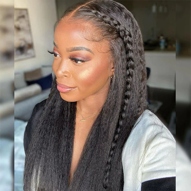 13x6 HD Lace Front Human Hair Wig Kinky Straight Lace Frontal Wig For Women