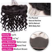 Brazilian Loose Deep Wave Virgin Hair Weave 3 Bundles With 13*4 Lace Frontal