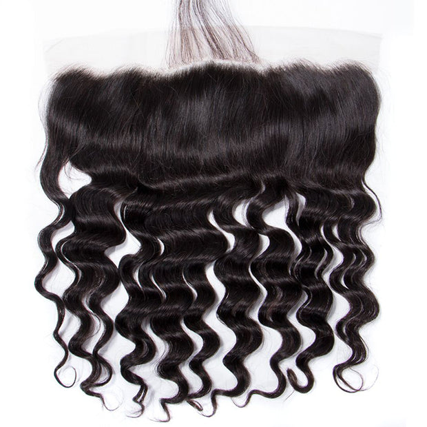Loose Deep Wave 13x4 Ear to Ear HD Transparent Lace Frontal Human Hair 12A Quality