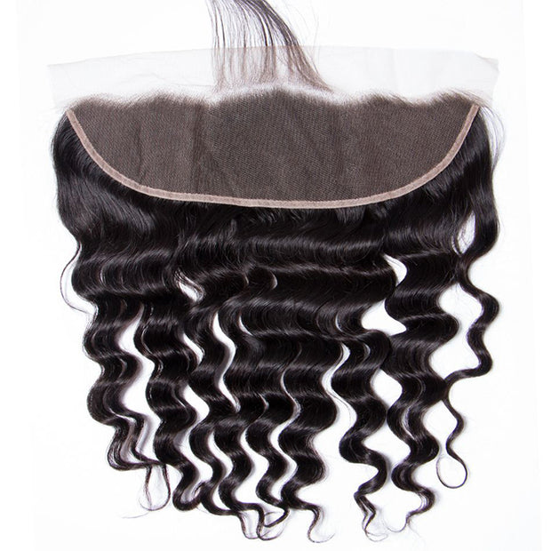 Loose Deep Wave 13x4 Ear to Ear HD Transparent Lace Frontal Human Hair 12A Quality