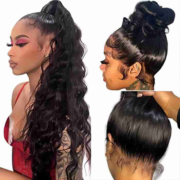 360 Lace Front Wigs Pre Plucked Loose Deep Wave HD Lace Human Hair Crimped Wigs
