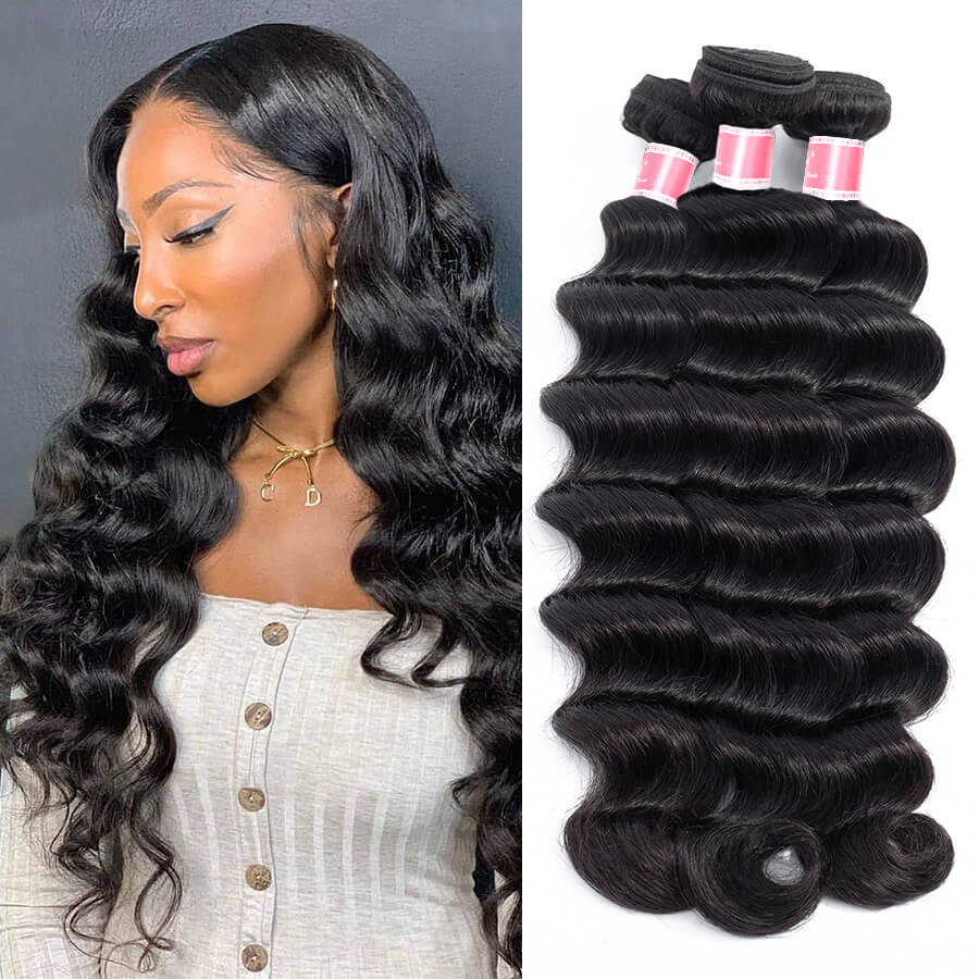 Loose Deep Wave Hair Bundles | Human Hair Weave With Closure/Frontal ...