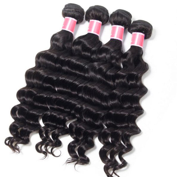 Malaysian Loose Deep Wave 4 Bundles With 4x4 Lace Closure Human Hair Closure With Bundle Deals