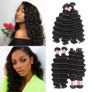 Peruvian Loose Deep Wave 3/4 Bundle Deals Unprocessed Virgin Human Hair Extensions In Stock