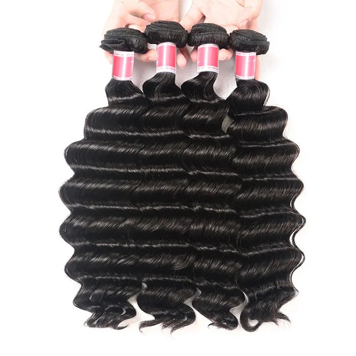Peruvian Loose Deep Wave 3/4 Bundle Deals Unprocessed Virgin Human Hair Extensions In Stock