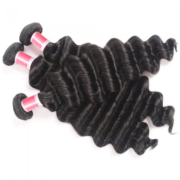 Peruvian Loose Deep Wave 3/4 Bundle Deals Unprocessed Virgin Human Hair Extensions In Stock