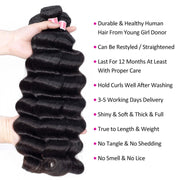 Peruvian Loose Deep Wave Virgin Hair 3 Bundles with Closure 100% Unprocess Human Hair Weave Bundles with Closure