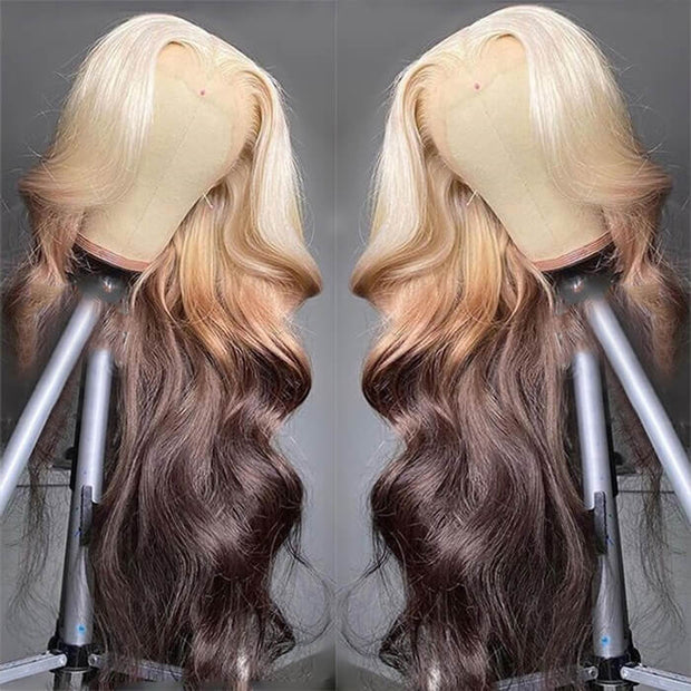 613 Blonde Ombre Lace Front Wig Brazilian Body Wave Human Hair Wigs Pre Plucked