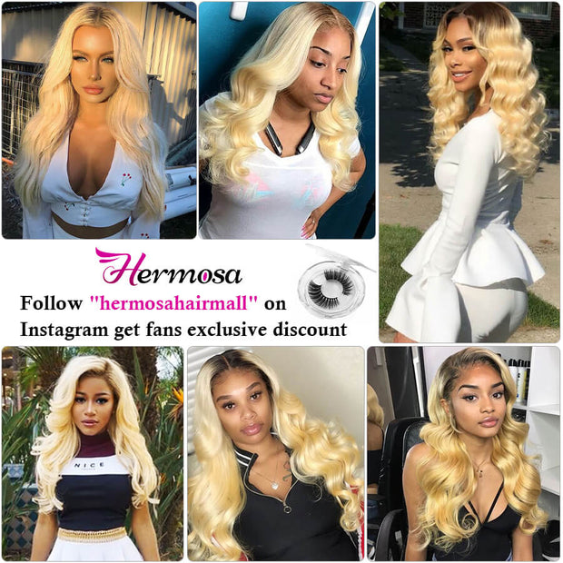 T1b/613 Ombre Blonde Human Hair Weave Brazilian Body Wave 3 Bundles
