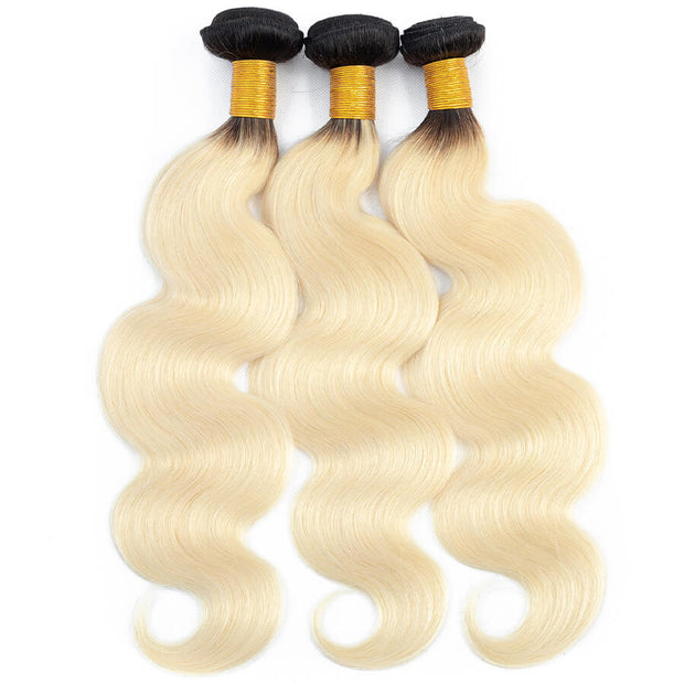 T1b/613 Ombre Blonde Human Hair Weave Brazilian Body Wave 3 Bundles