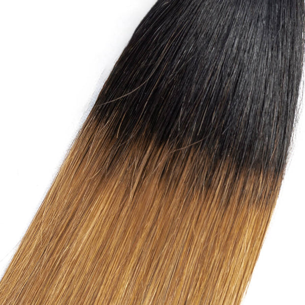Ombre T1b/27 Brazilian Remy Straight Hair 3 Bundles Unprocessed 100% Human Hair Weave