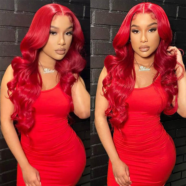 Red Lace Front Wig Straight & Body Wave 13*4 HD Lace Frontal Human Hair Wigs For Women