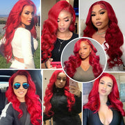 Red Color Lace Front Wigs Body Wave Skin Melt HD Lace Human Hair Wigs