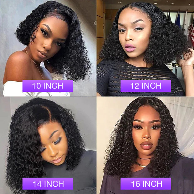 Hermosa Hair Wear & Go Wigs Deep Wave 5*5 Pre Cut HD Lace Glueless Bob Wig with Pre Plucked