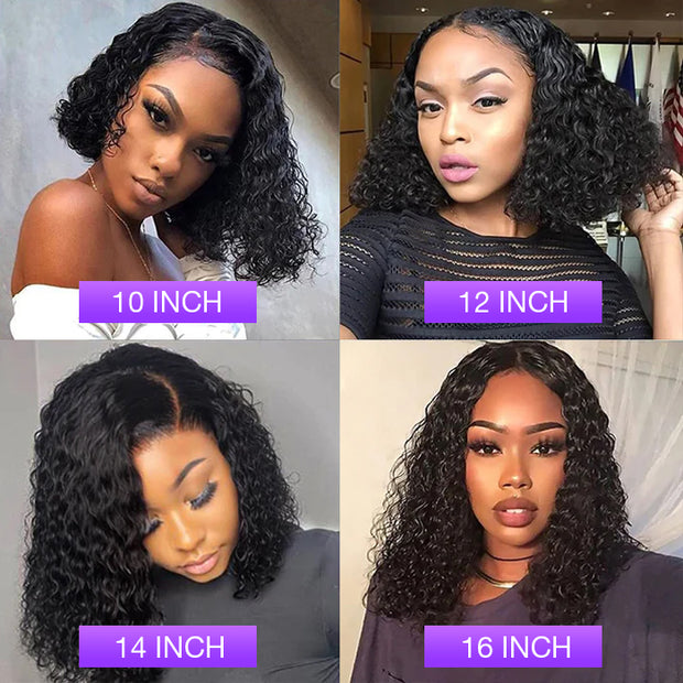 Hermosa Hair Ready & Go Wigs Deep Wave 5*5 Pre Cut HD Lace Glueless Bob Wig with Pre Plucked
