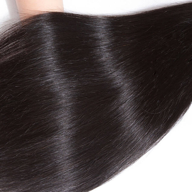 Brazilian Straight Hair 3 Bundles with 4*4 Lace Closure Virgin Human Hair