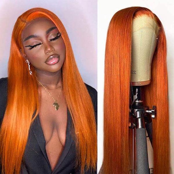 ginger orange straight hd lace wig