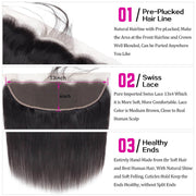 Peruvian Straight Hair 4 Bundles With 13x4 Lace Frontal 10A Virgin Human Hair Bundles With Frontal Deal