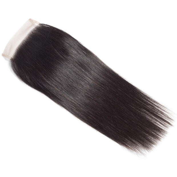 Malaysian Straight Hair 4 Bundles With 4x4 Lace Closure Human Hair Closure With Bundle Deals