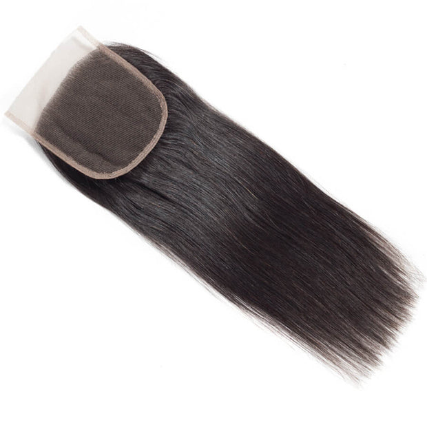 Malaysian Straight Hair 4 Bundles With 4x4 Lace Closure Human Hair Closure With Bundle Deals