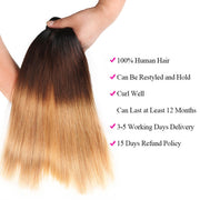 T1B/4/27 Ombre Brazilian Straight Human Hair 3 Bundles 10A Unprocessed Virgin Hair Weave Bundles