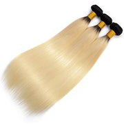 T1b/613 Ombre Blonde Brazilian Virgin Straight Hair 3 Bundles Unprocessed 100% Humanm Hiar Weave Extensions