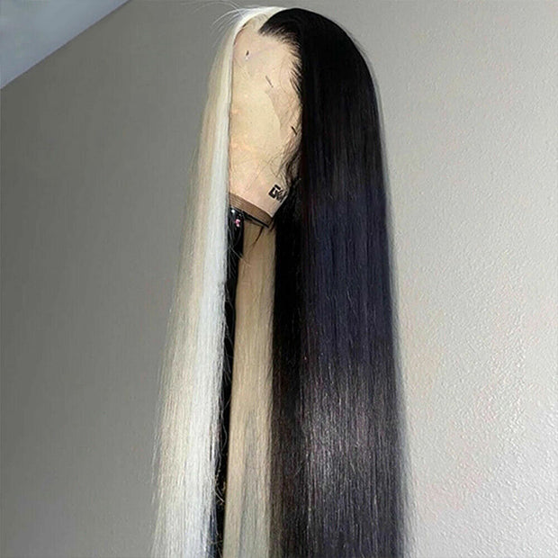 Half Black Half 613 Blonde Wigs 13*4 4*4 HD Lace Front Human Hair Wigs