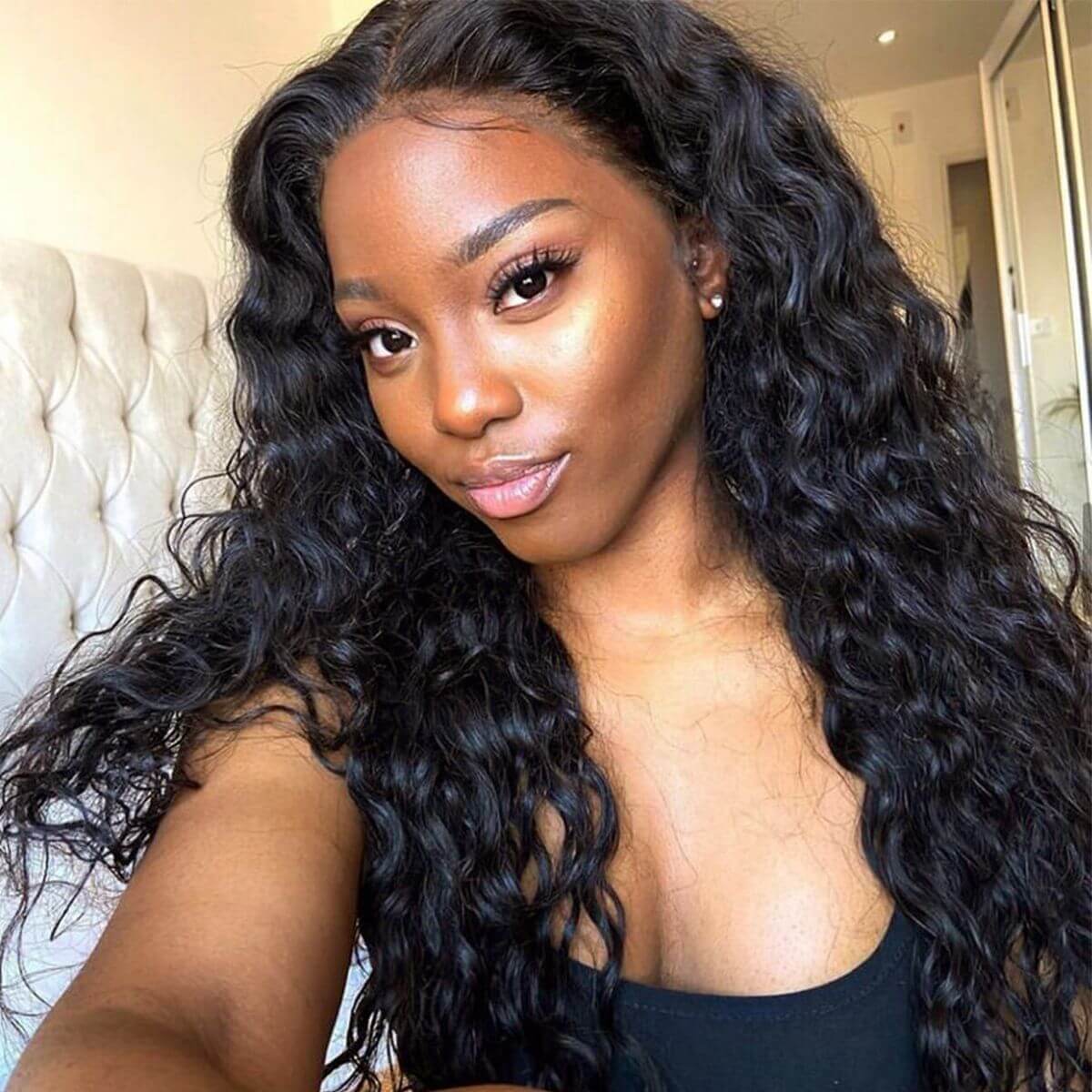 Water Wave Lace Frontal Wigs 100% High Quality Virgin Human Hair Wigs 150% Density