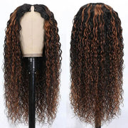 Water Wave V/U Part Wig Balayage Highlight Color Wigs Human Hair Beginner Friendly No Lace