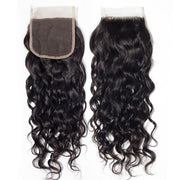 Brazilian Water Wave 4 Bundles with 4*4 Lace Closure Virgin Human Hair