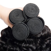 Malaysian Water Wave 3/4 Bundle Deals Unprocessed Virgin Human Hair Bundles Natural Black Color